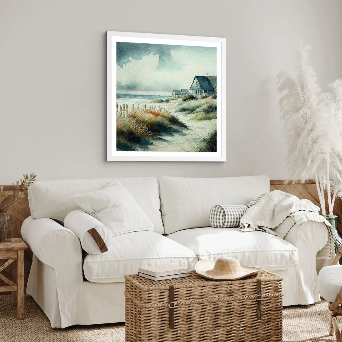 Plakat w białej ramie - Z dala od zgiełku - 60x60 cm