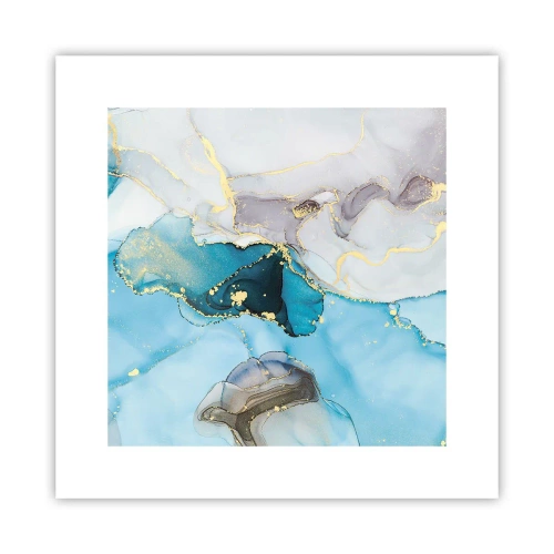 Plakat - Studium spotkania szarości z turkusem - 30x30 cm