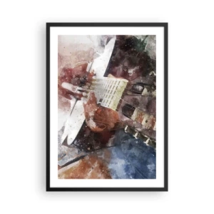 Plakat w czarnej ramie - Artystyczne przedstawienie gitary w akwarelowym stylu - 50x70cm - I co o tym myślisz? - Nowoczesna dekoracja ścienna do salonu i sypialni ARTTOR