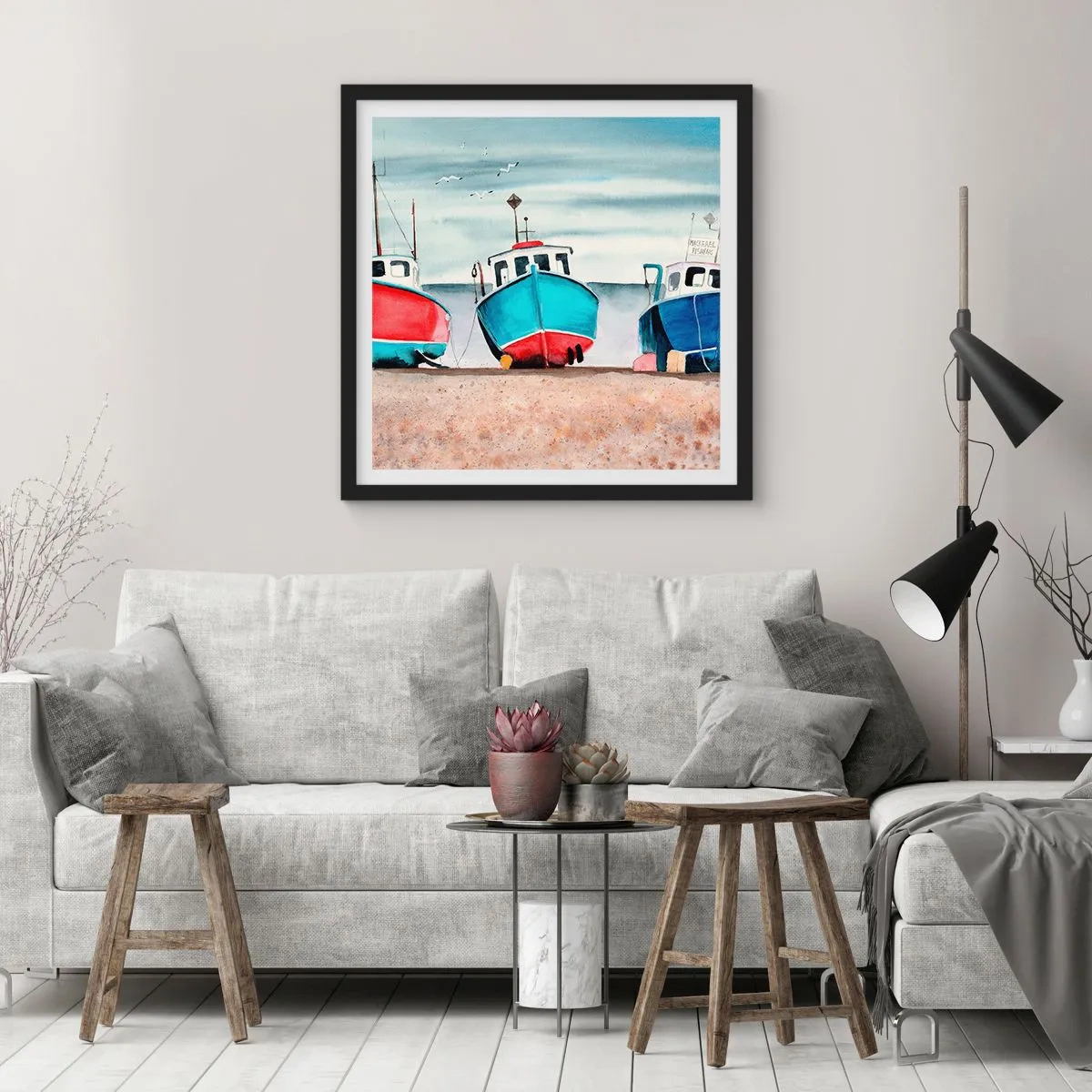 Plakat w czarnej ramie - Gotowe na połów - 30x30 cm