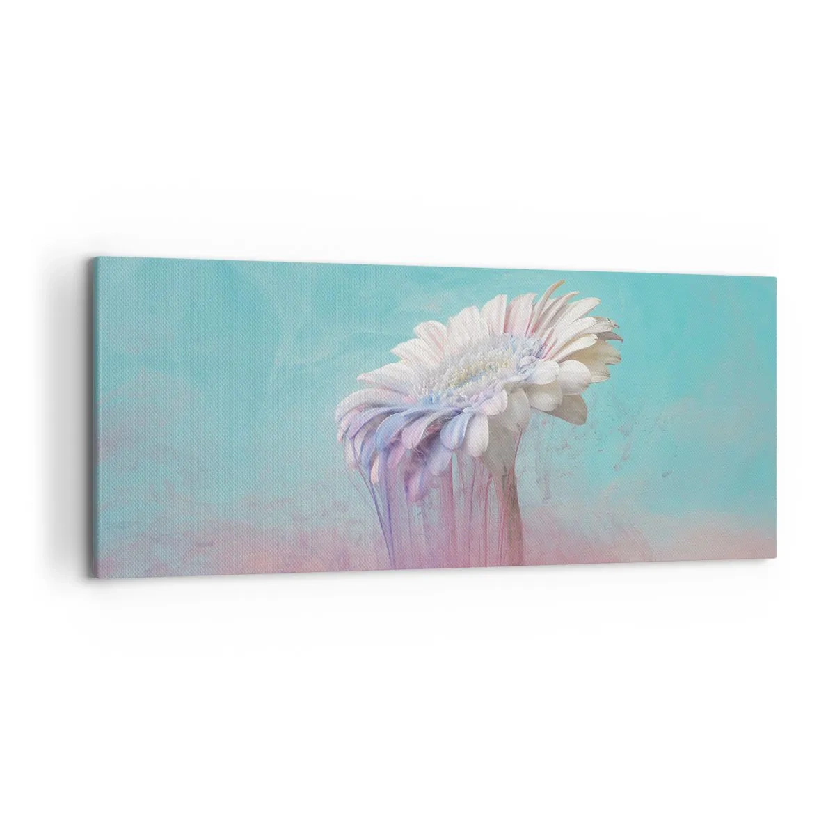 Obraz na płótnie - Pastelowa gerbera z efektem rozmycia - 120x50cm - Zaświaty kwiatów - Nowoczesna dekoracja ścienna do salonu i sypialni ARTTOR