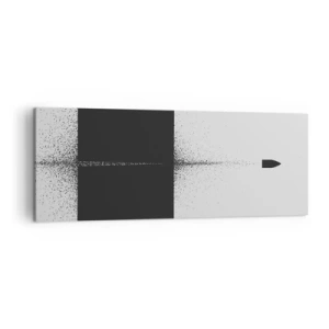 Obraz na płótnie - Symboliczny pocisk w minimalistycznym, abstrakcyjnym stylu - 140x50cm - Prosto do celu - Nowoczesna dekoracja ścienna do salonu i sypialni ARTTOR