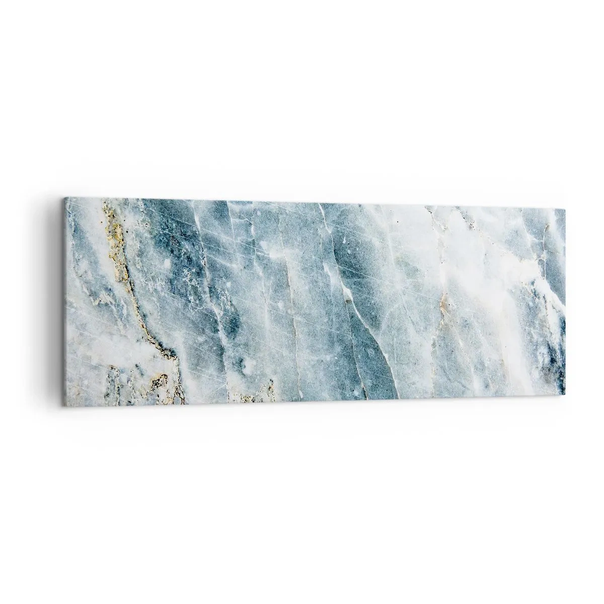 Obraz na płótnie - Tekstura marmuru w odcieniach niebieskiego i białego - 140x50cm - Lodowy świat - Nowoczesna dekoracja ścienna do salonu i sypialni ARTTOR