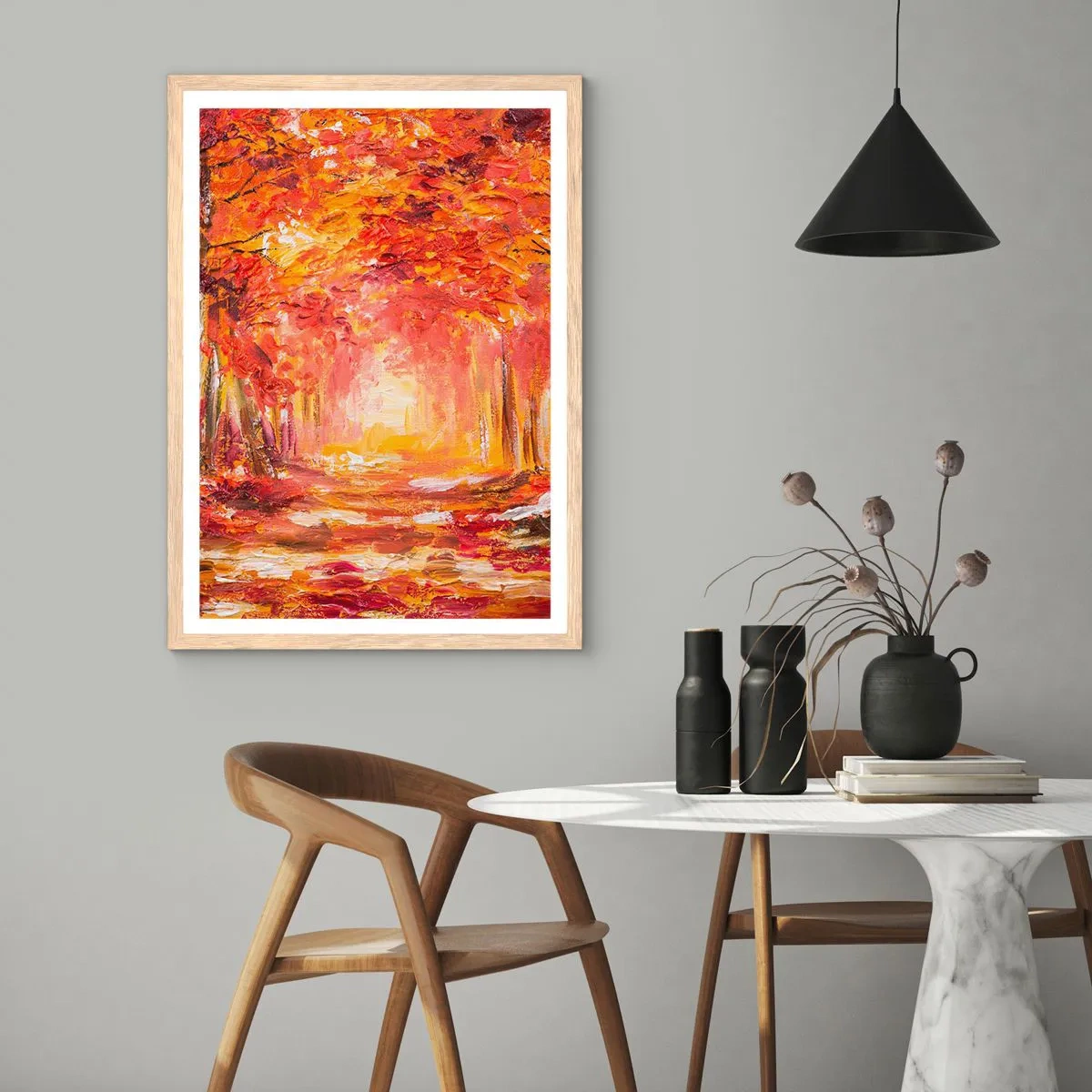 Plakat w ramie jasny dąb - Miedziany las - 40x50 cm