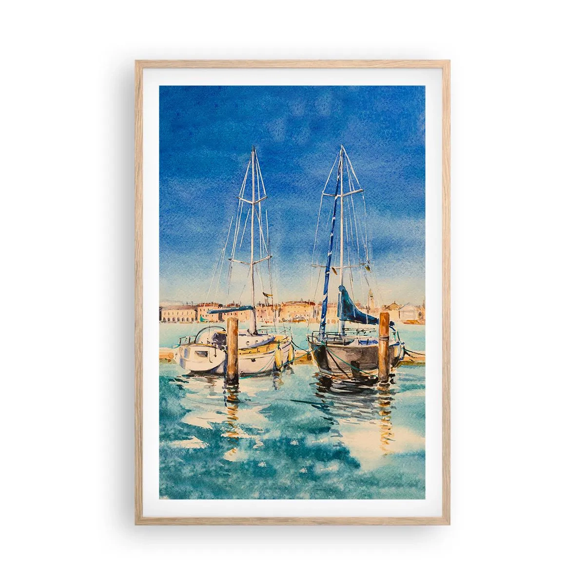 Plakat w ramie jasny dąb - Słoneczna laguna - 61x91 cm