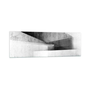 Obraz na szkle - Geometryczne kształty w monochromatycznej kompozycji - 160x50cm - Struktura przestrzeni - Nowoczesna dekoracja ścienna do salonu i sypialni ARTTOR
