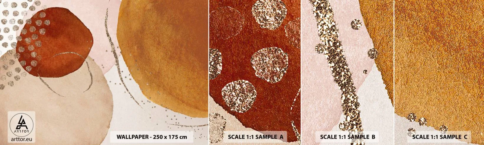 Fototapeta Próbka Samoprzylepna Deluxe Sticker - Krągłość i ruch - Abstrakcja, Sztuka, Nowoczesny Wzór - 100x30 cm