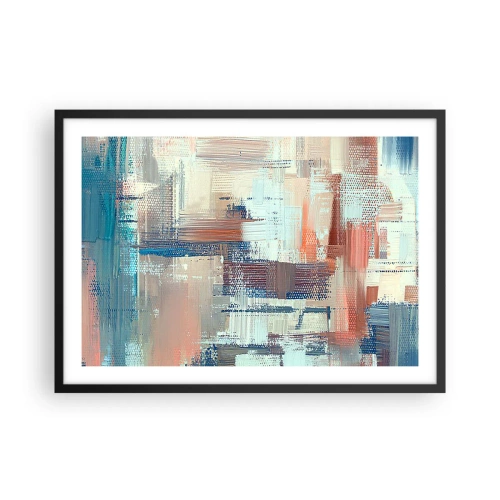 Plakat w czarnej ramie - Abstrakcyjna kompozycja w odcieniach błękitu i beżu - 70x50cm - Dotrzeć do światła - Nowoczesna dekoracja ścienna do salonu i sypialni ARTTOR