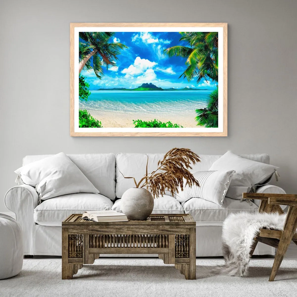 Plakat w ramie jasny dąb - Lazur tropików - 70x50 cm