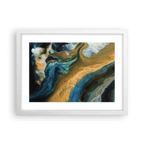Plakat w białej ramie - Niebieski – zółty – wzajemne wpływy - 40x30 cm