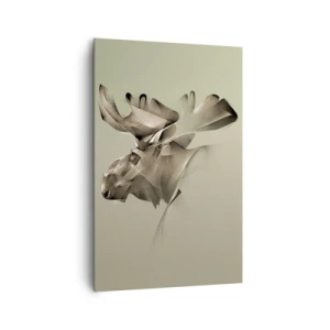 Obraz na płótnie - Abstrakcyjny wizerunek łosia na minimalistycznym tle - 80x120cm - Łagodna siła spokoju - Nowoczesna dekoracja ścienna do salonu i sypialni ARTTOR
