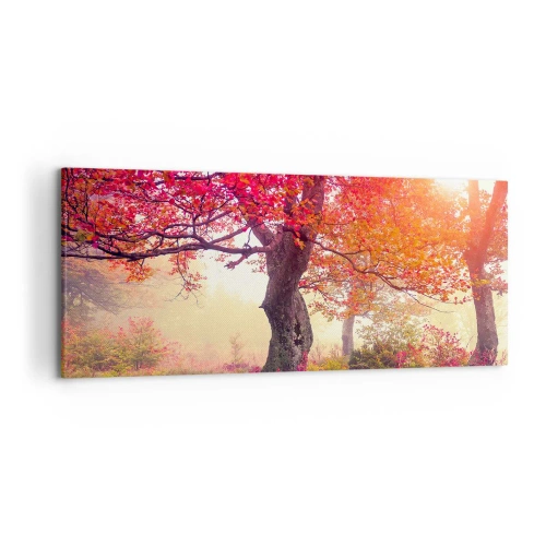 Obraz na płótnie - Jesienny krajobraz z drzewami w intensywnych kolorach - 120x50cm - Szał rozkwitu - Nowoczesna dekoracja ścienna do salonu i sypialni ARTTOR