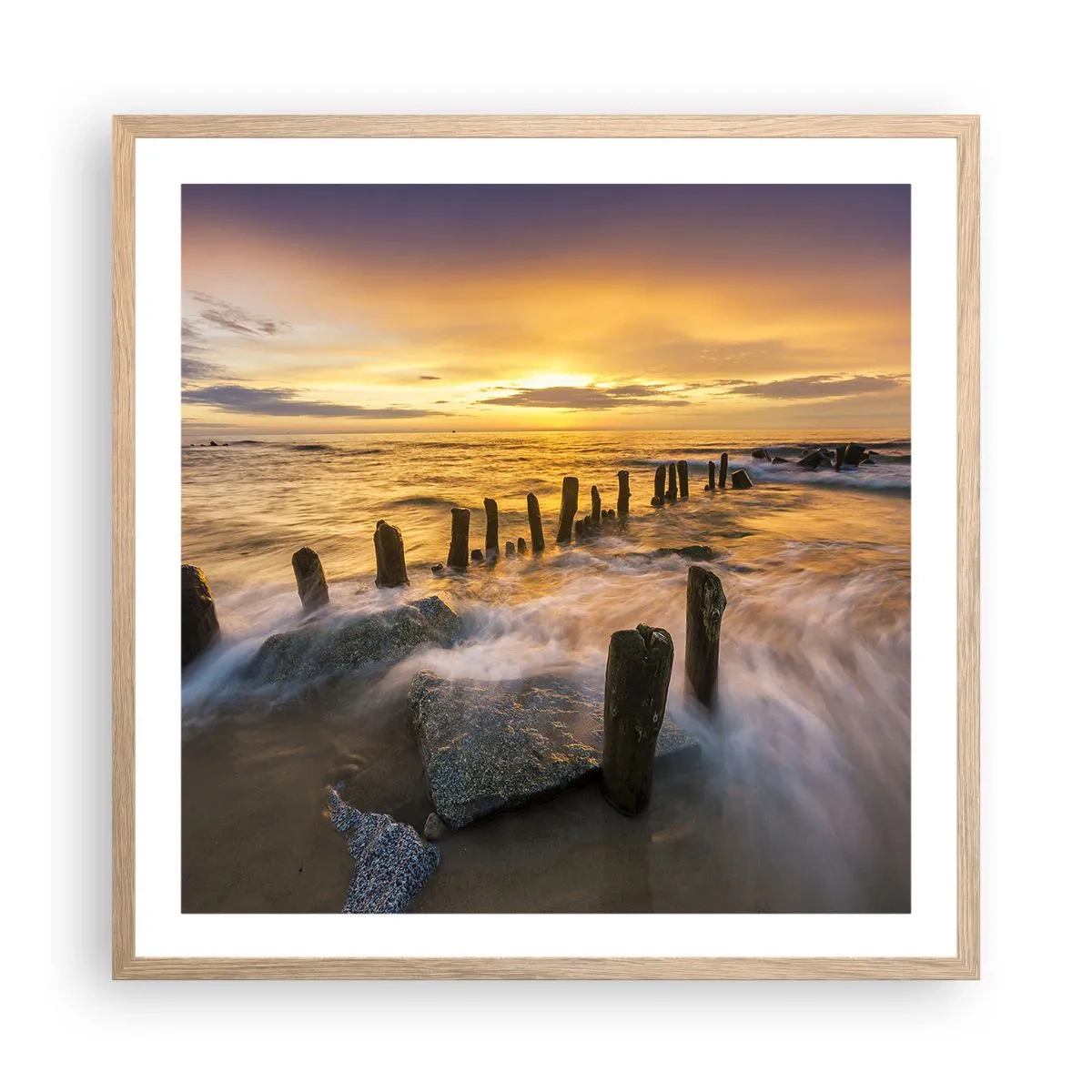 Plakat w ramie jasny dąb - Surowe piękno Bałtyku - 60x60 cm