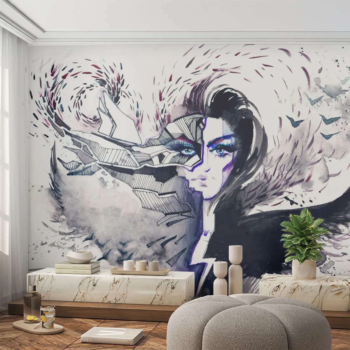 Fototapeta Samoprzylepna Deluxe Sticker - Demoniczna i piękna - Abstrakcja, Kobieta, Kobiece Oczy - 400x280 cm