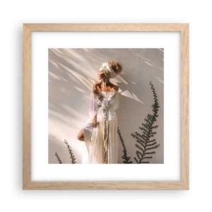 Plakat w ramie jasny dąb - Słońce i dziewczyna - 30x30 cm