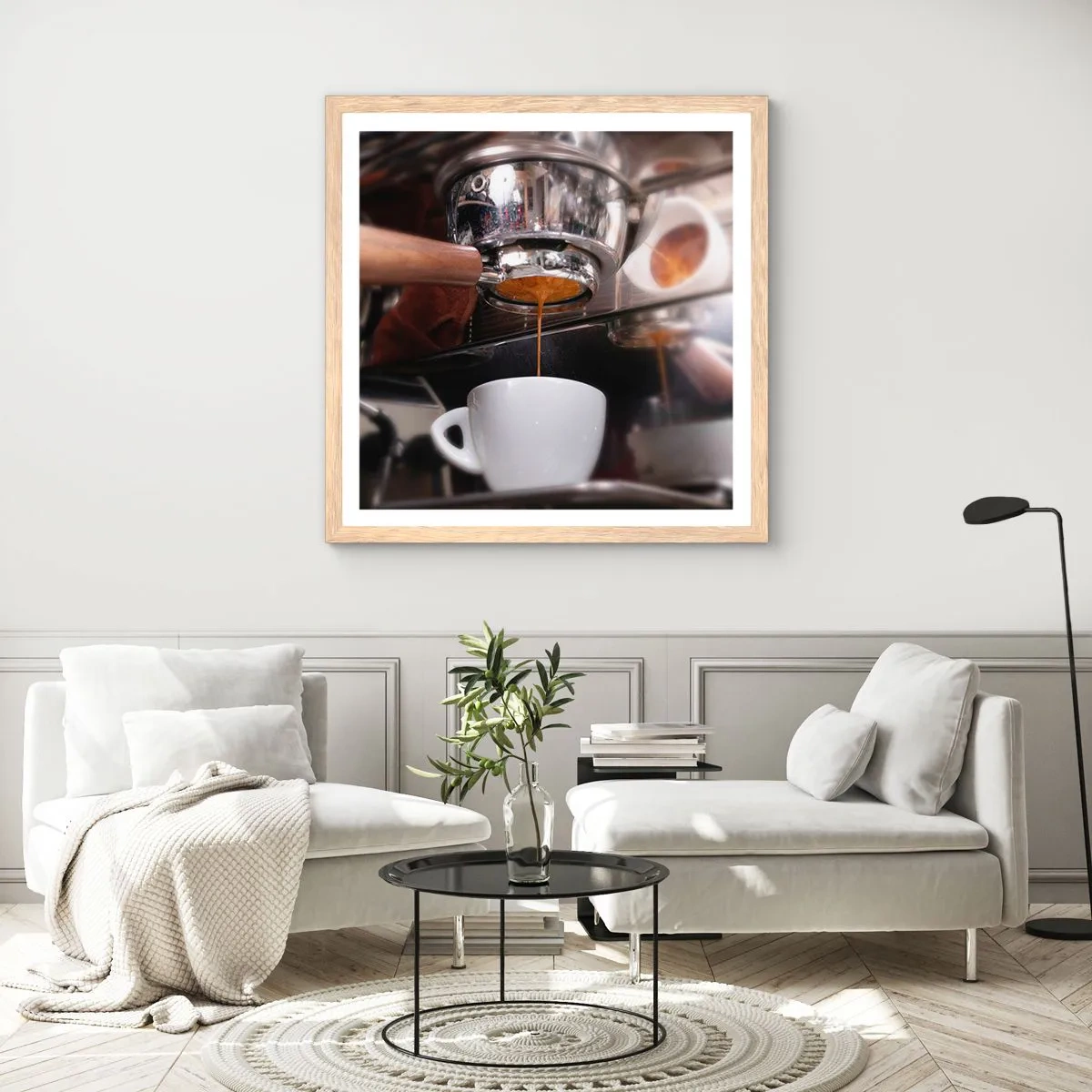 Plakat w ramie jasny dąb - Dobra chwila dnia - 60x60 cm