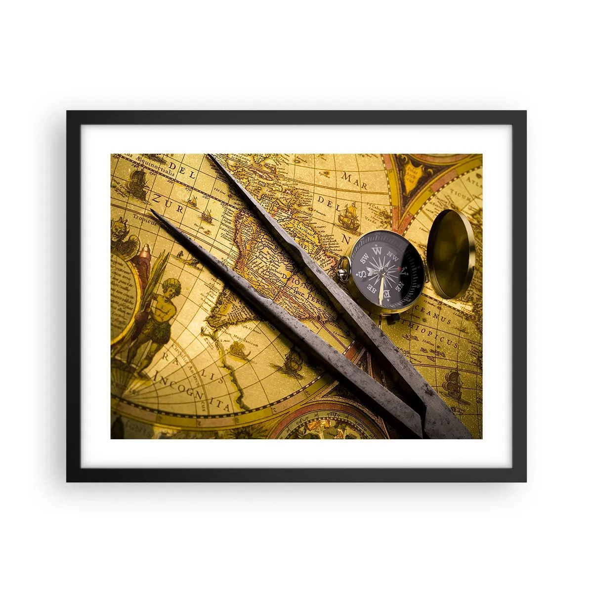 Plakat w czarnej ramie - Gdze te skarby? - 50x40 cm