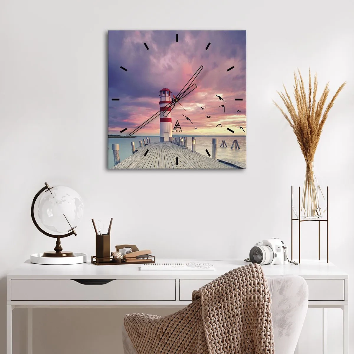 Zegar ścienny - Pora do portu - 40x40 cm