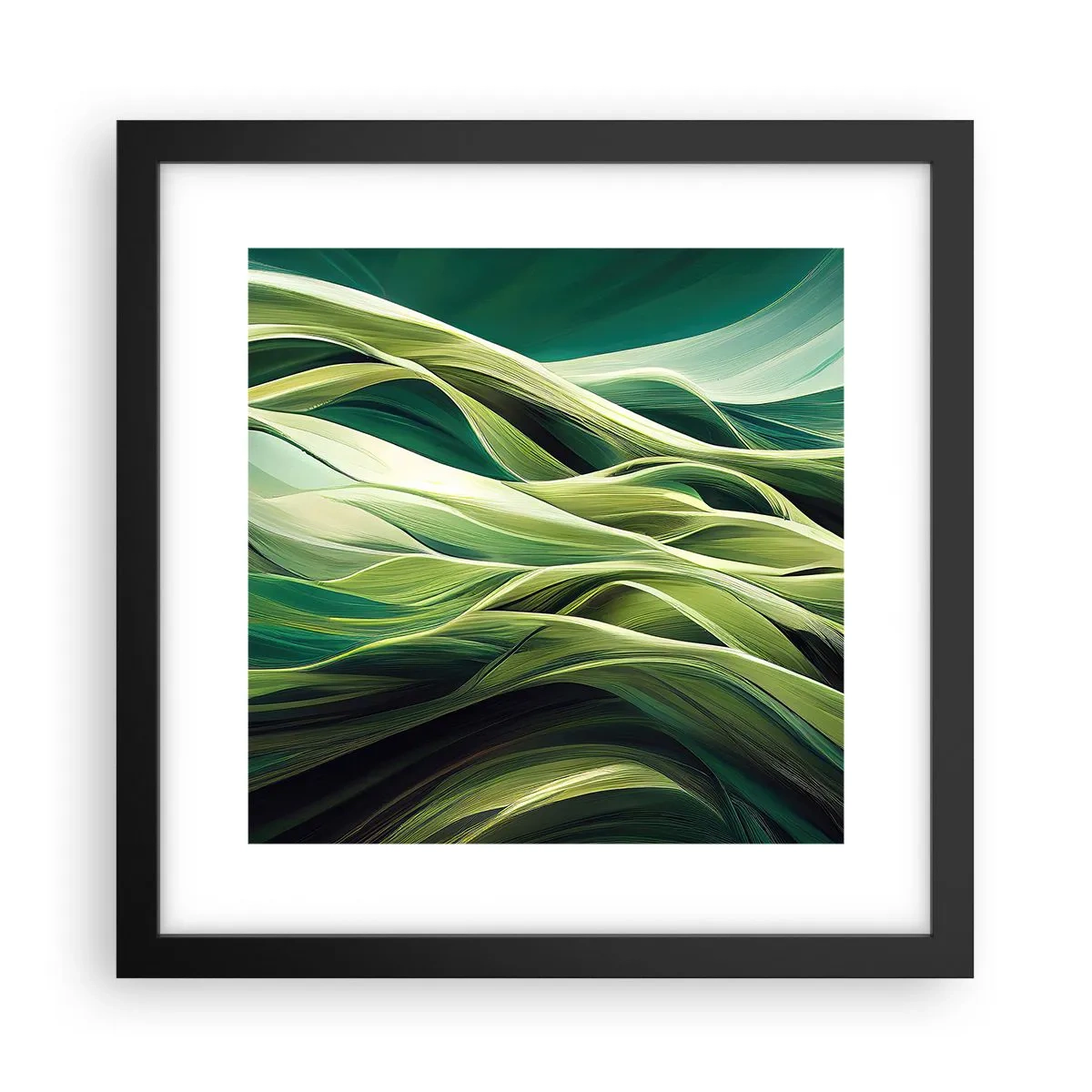 Plakat w czarnej ramie - Abstrakcyjna gra w zielone - 30x30 cm