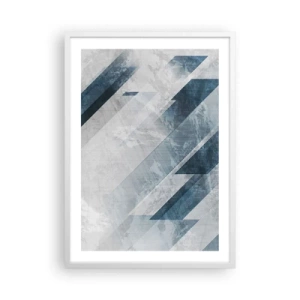 Plakat w białej ramie - Kompozycja przestrzenna – ruch szarości - 50x70 cm