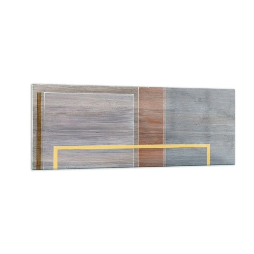 Obraz na szkle - Geometryczna kompozycja w pastelowych barwach z prostokątami - 140x50cm - Prosto i spokojnie - Nowoczesna dekoracja ścienna do salonu i sypialni ARTTOR