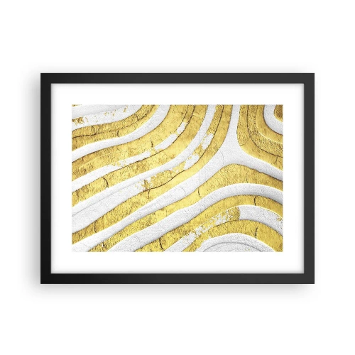Plakat w czarnej ramie - Kompozycja w bieli i złocie - 40x30 cm