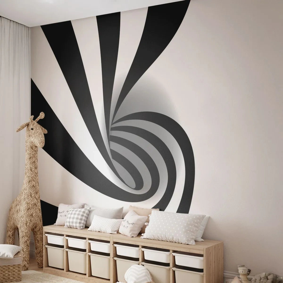 Fototapeta Premium Canvas - A jednak się kręci - Abstrakcja, Grafika, Czarno-Białe - 250x175 cm