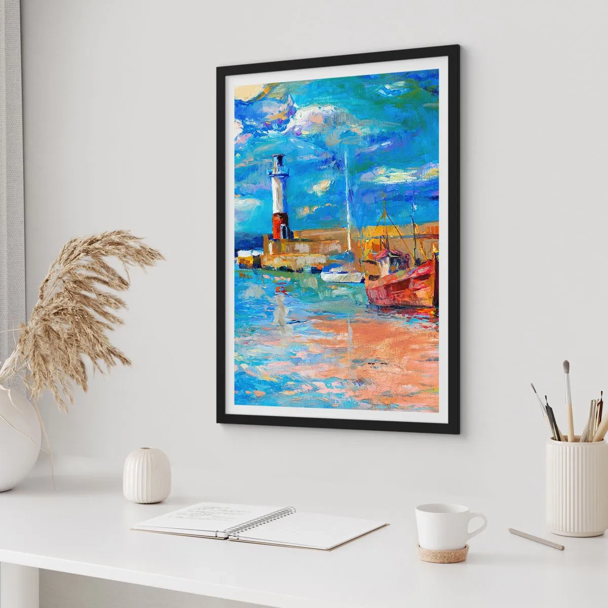 Plakat w czarnej ramie - Popołudnie w tęczowej zatoce - 40x50 cm