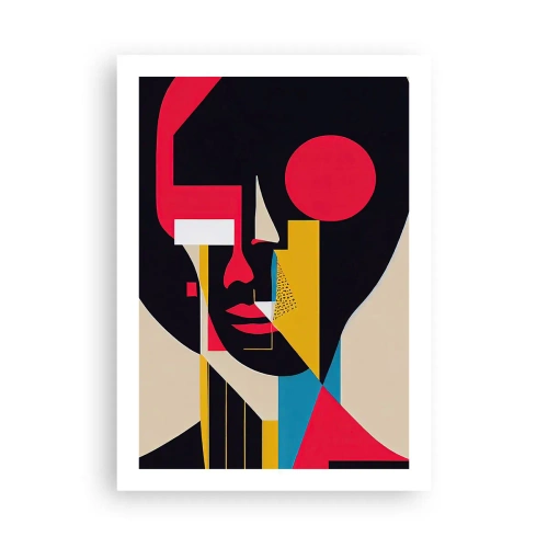 Plakat - Abstrakcyjny portret w geometrycznej kompozycji - 50x70cm - Jej wewnętrzny świat - Nowoczesna dekoracja ścienna do salonu, kuchni i sypialni ARTTOR