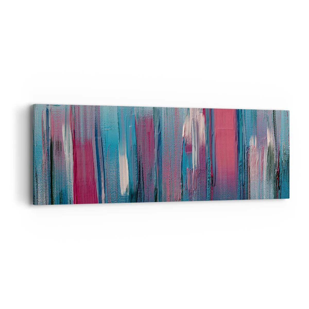 Obraz na płótnie - Kompozycja wertykalna w błękicie i czerwieni - 90x30 cm