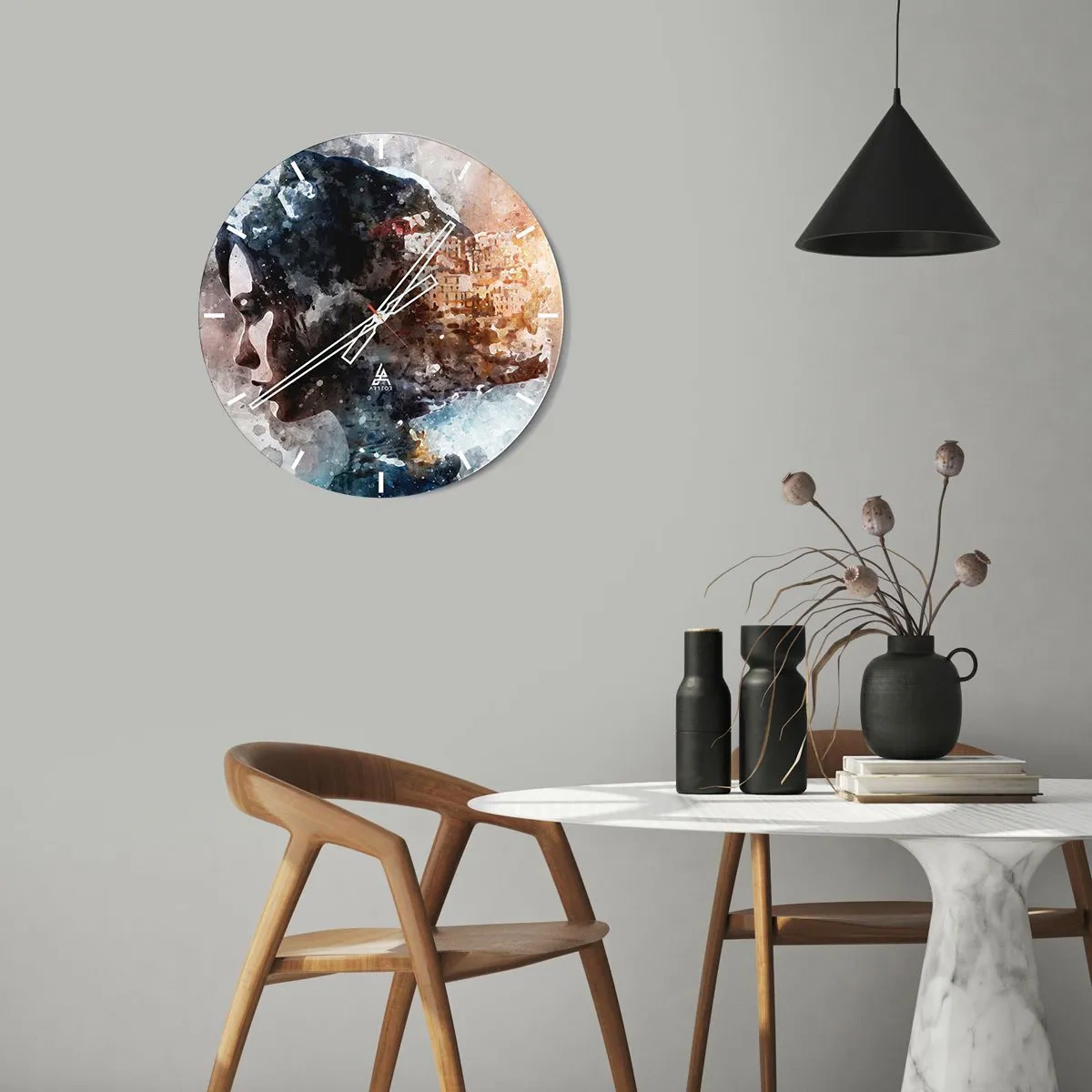 Zegar ścienny - Opowieść o dziewczynie z miastem w tle - 30x30 cm