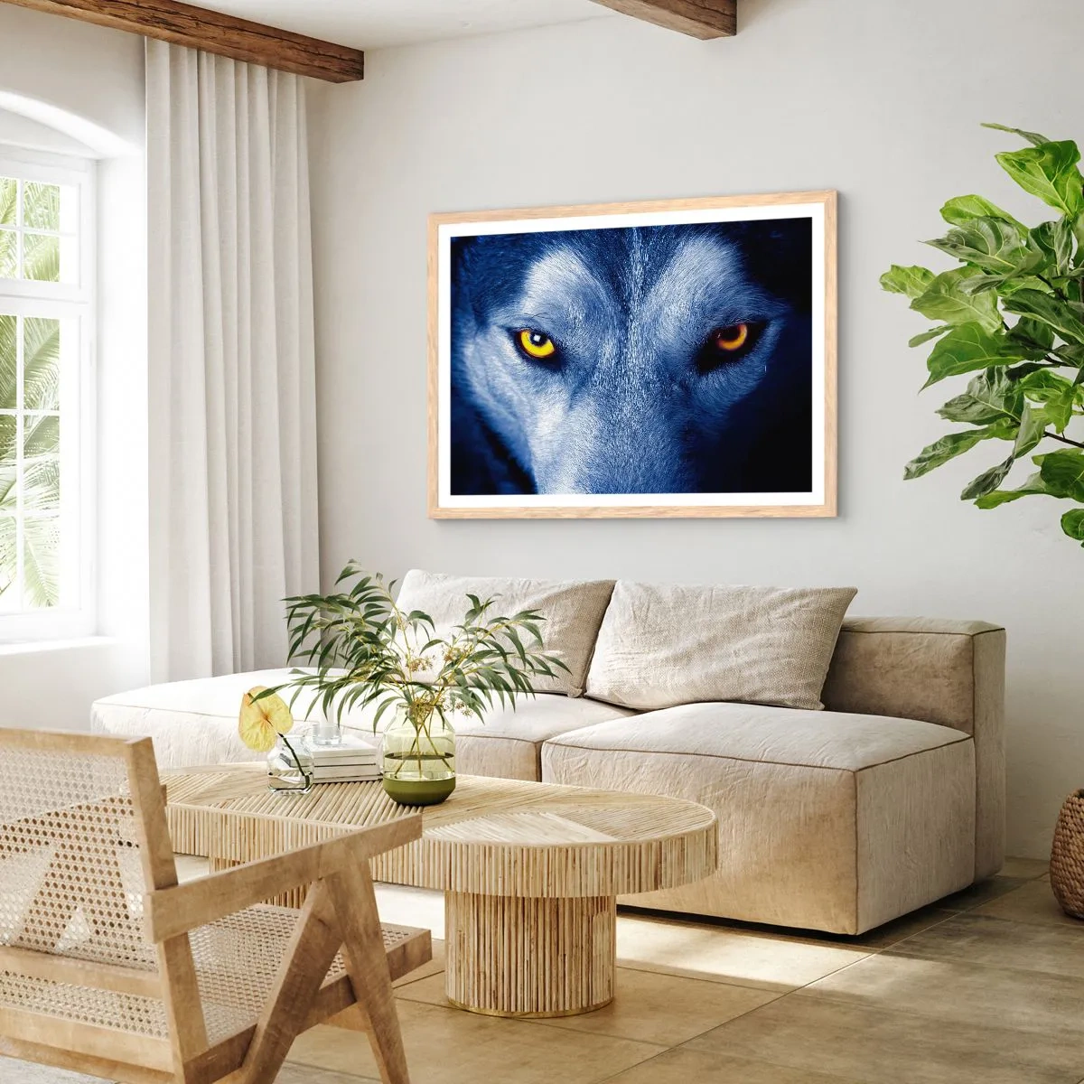 Plakat w ramie jasny dąb - Hipnotyzujące spojrzenie - 50x40 cm