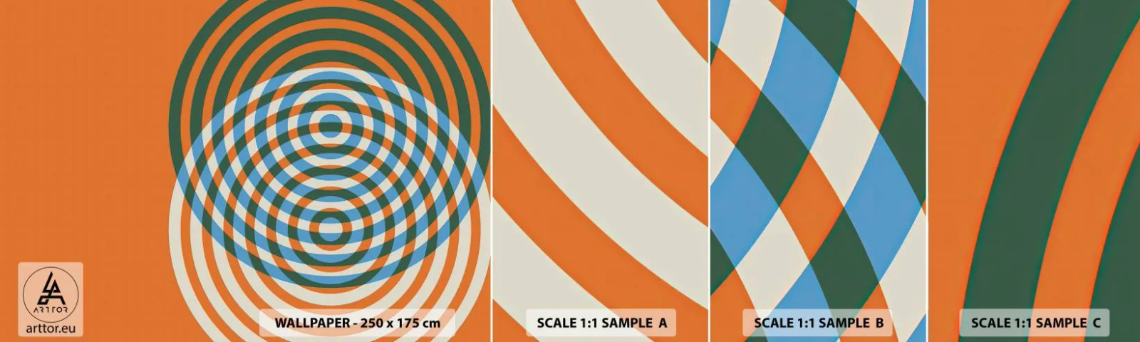 Fototapeta Próbka Samoprzylepna Deluxe Sticker - Abstrakcyjna wariacja kolista - Abstrakcja, Sztuka, Okręgi - 100x30 cm