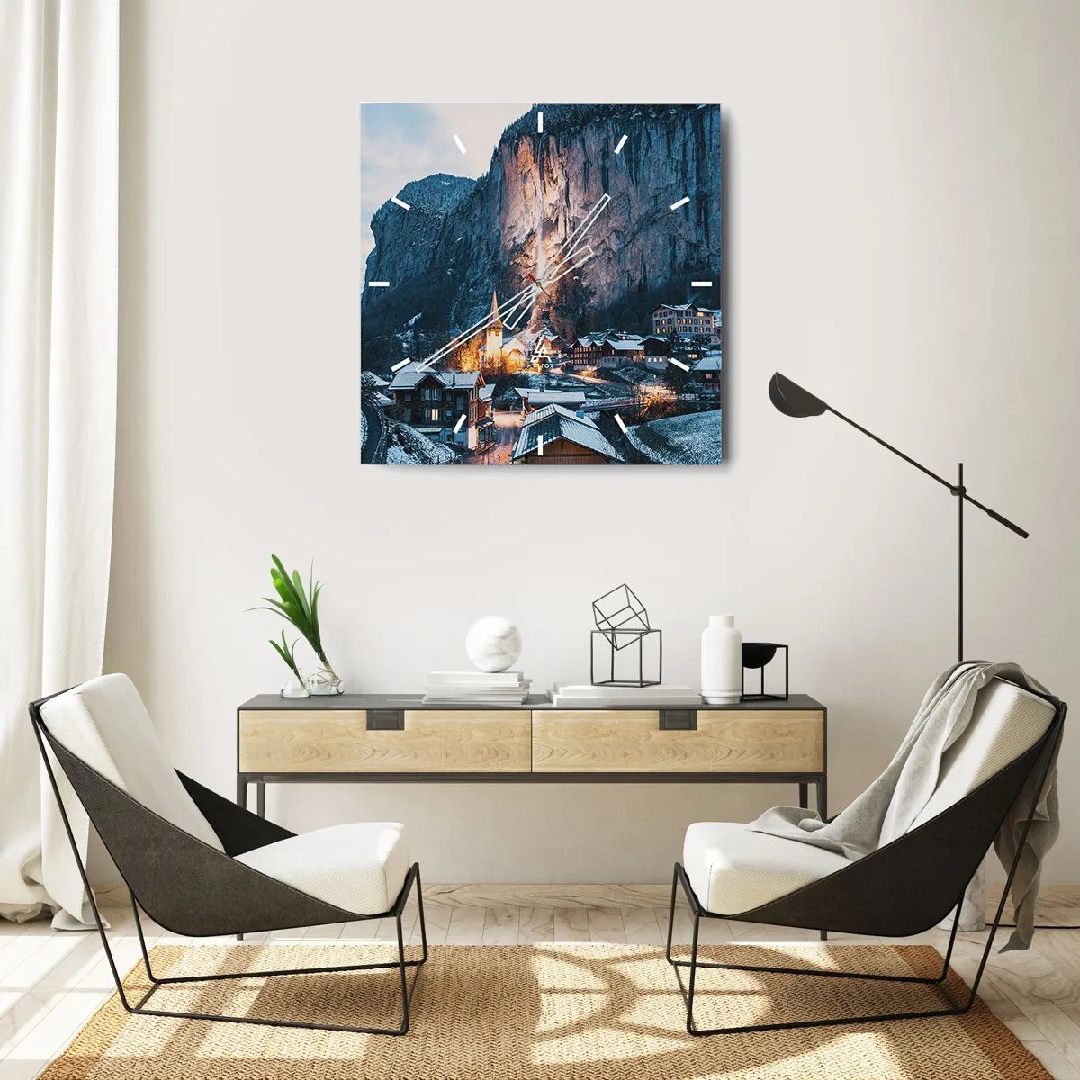 Zegar ścienny - Świetlisty duch zimy - 40x40 cm