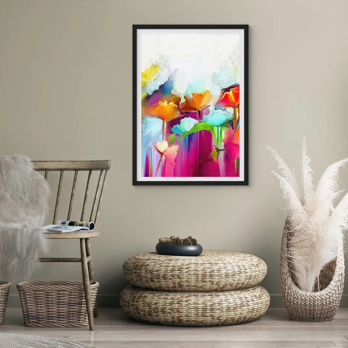 Plakat w czarnej ramie - Tęcza zakwitła - 40x50 cm