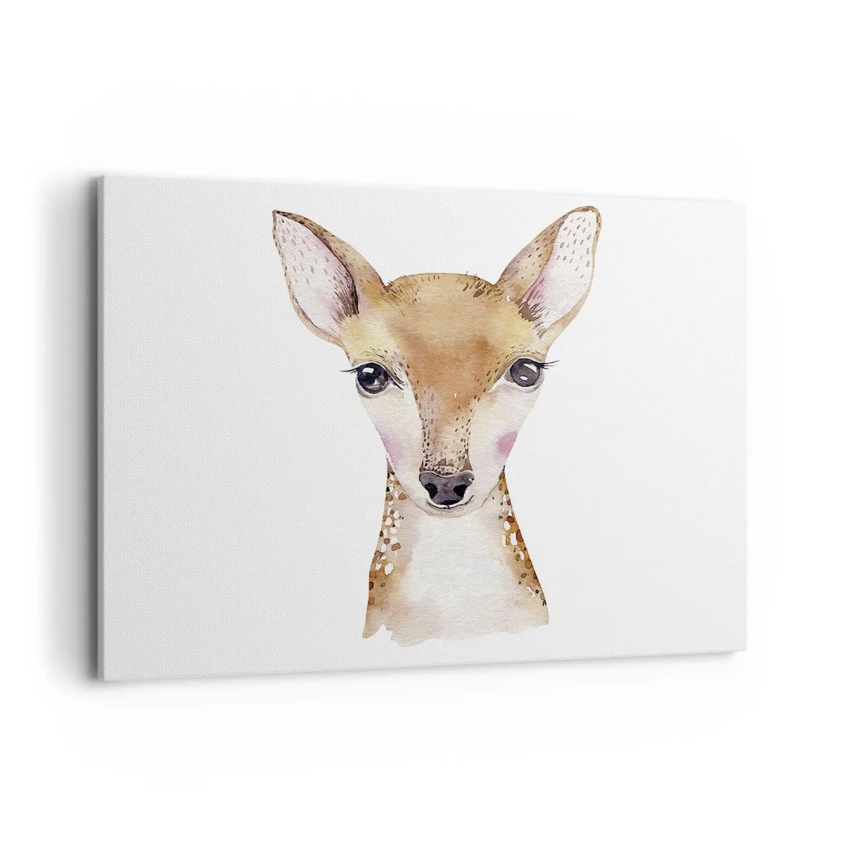 Obraz na płótnie - Portret akwarelowy młodej sarny na białym tle - 100x70cm - Natura niewinności - Nowoczesna dekoracja ścienna do salonu, kuchni i sypialni ARTTOR