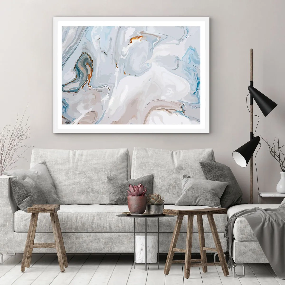 Plakat w białej ramie - Biel wypiętrzona - 40x30 cm