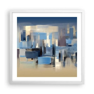 Plakat w białej ramie - Błękitna konstrukcja - 50x50 cm