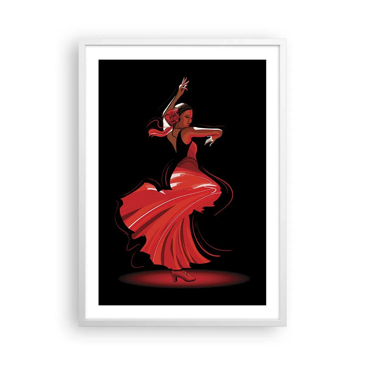 Plakat w białej ramie - Ognisty duch flamenco - 50x70 cm