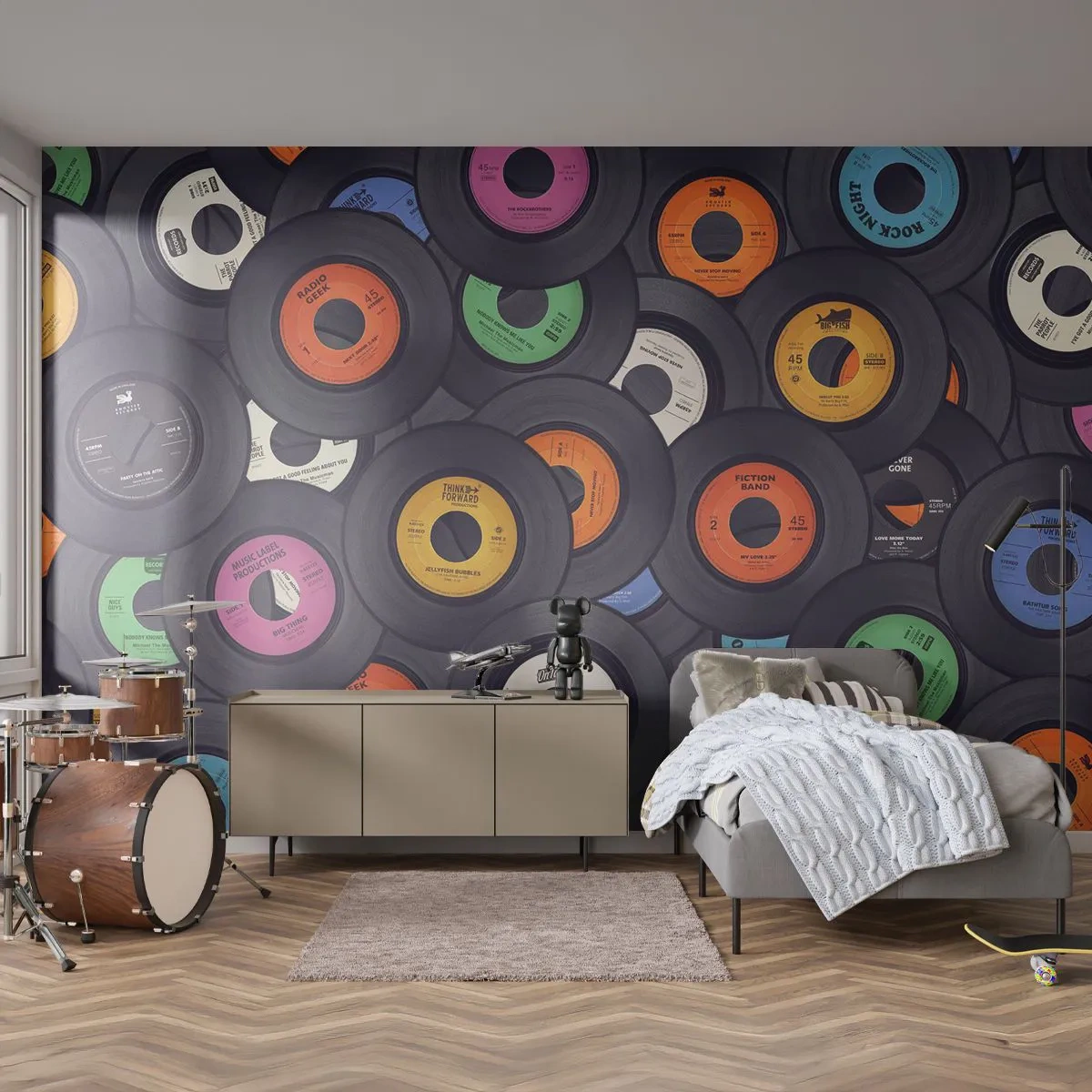 Fototapeta Premium Sand - Kolekcja kolorowych winylowych płyt gramofonowych - 100x70cm - Kolory klasyki - Nowoczesna dekoracja ścienna do salonu, kuchni i sypialni ARTTOR