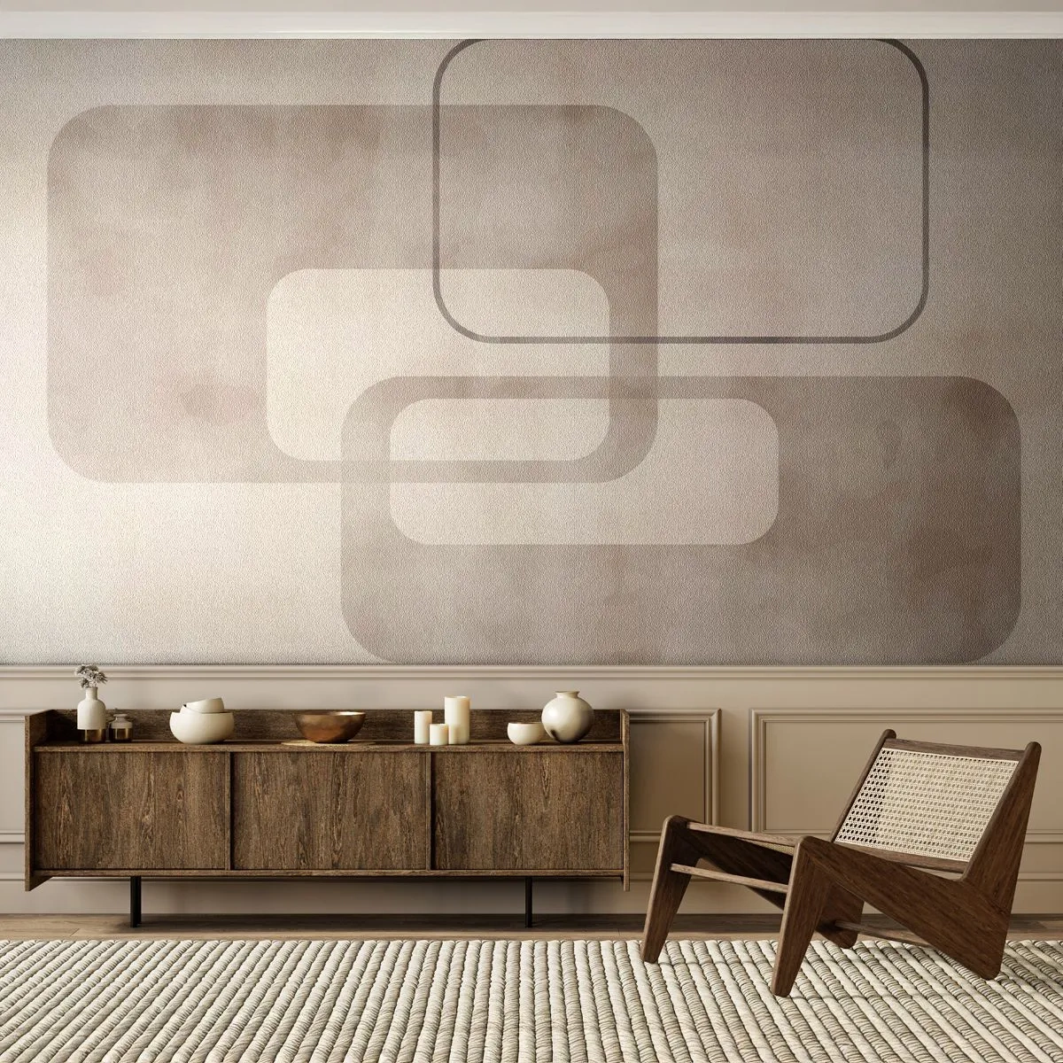 Fototapeta Premium Canvas - Geometryczna fuga - Kształty, Minimalizm, Jasny - 250x175 cm