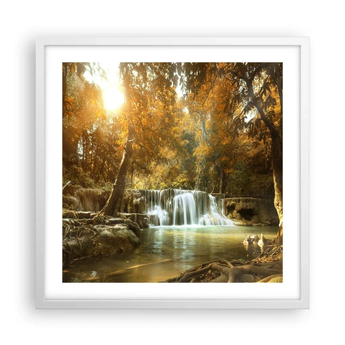 Plakat w białej ramie - Parkowa kaskada - 50x50 cm
