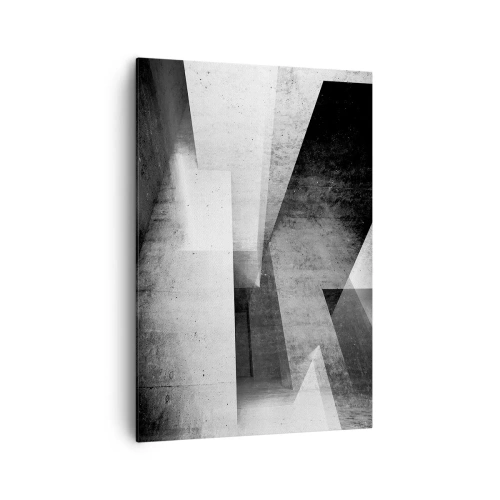 Obraz na płótnie - Geometryczne kształty w monochromatycznej kompozycji - 70x100cm - Struktura przestrzeni - Nowoczesna dekoracja ścienna do salonu i sypialni ARTTOR