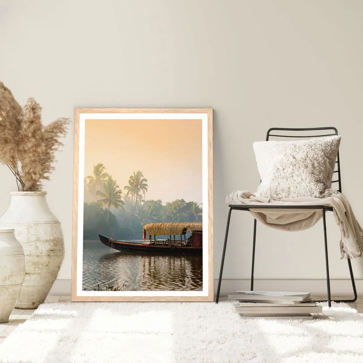 Plakat w ramie jasny dąb - Dom na rzece - 61x91 cm