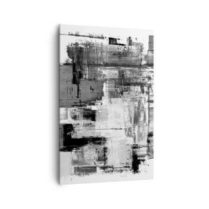 Obraz na płótnie - Abstrakcyjna kompozycja w czerni, bieli i szarościach - 80x120cm - Szare jest piękne - Nowoczesna dekoracja ścienna do salonu i sypialni ARTTOR