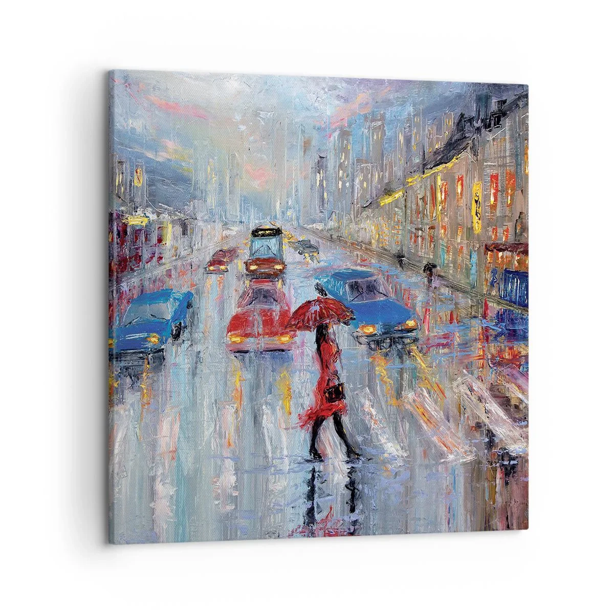 Obraz na płótnie - Deszczowe popołudnie w mieście - 50x50 cm