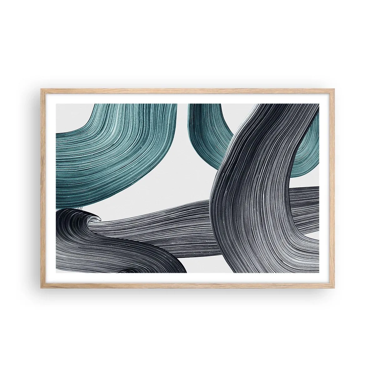 Plakat w ramie jasny dąb - Szmaragdowe i czarne szlaki - 91x61 cm