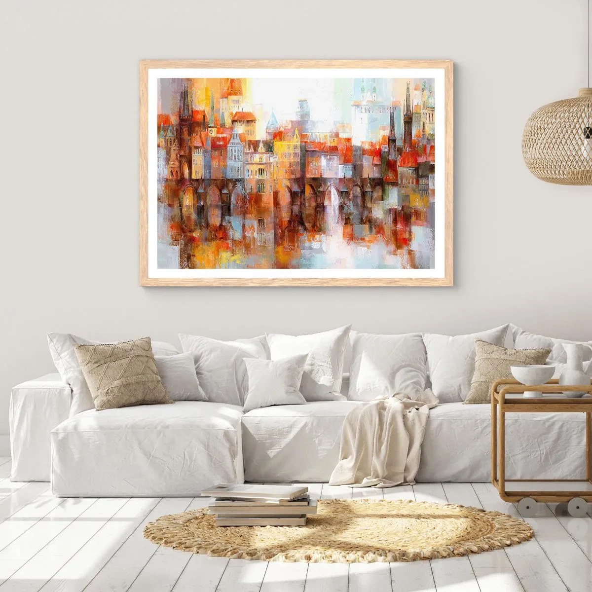 Plakat w ramie jasny dąb - Pod mostem też pięknie - 70x50 cm