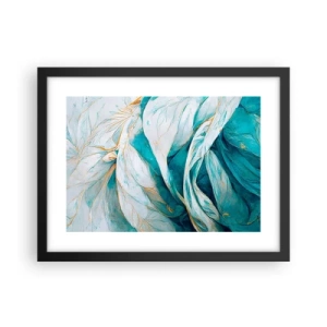 Plakat w czarnej ramie - Błękitna abstrakcja z motywem złota - 40x30 cm