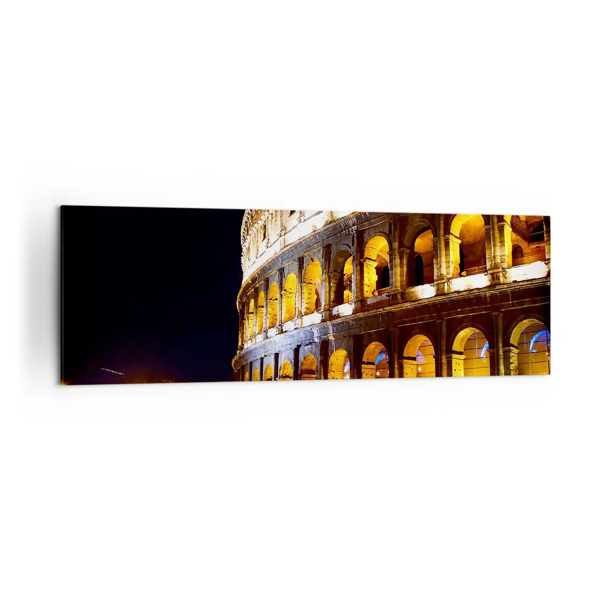 Obraz na płótnie - Koloseum nocą podświetlone światłami w Rzymie - 160x50cm - Igrzyska czas zacząć - Nowoczesna dekoracja ścienna do salonu i sypialni ARTTOR